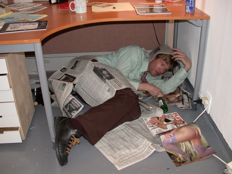 Packard Jennings sleeps under his desk